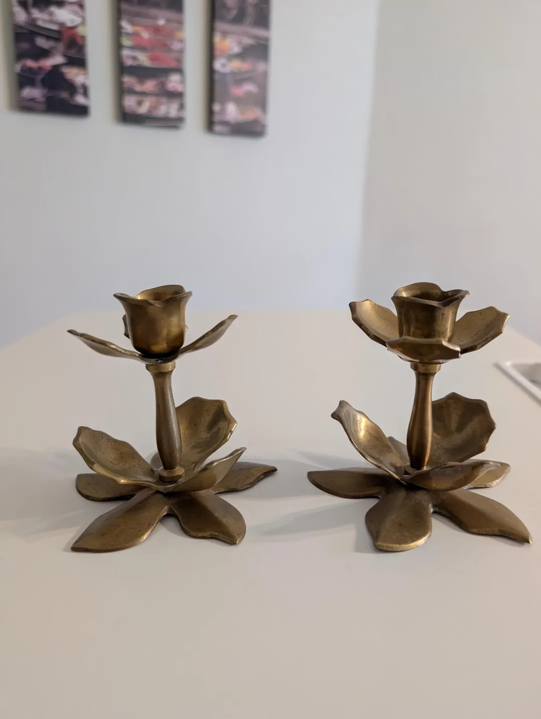 Vintage Brass Lotus Flower Candle Holders – Set of 2 – Mid Century Floral Candlestick Holders... | Etsy (US)