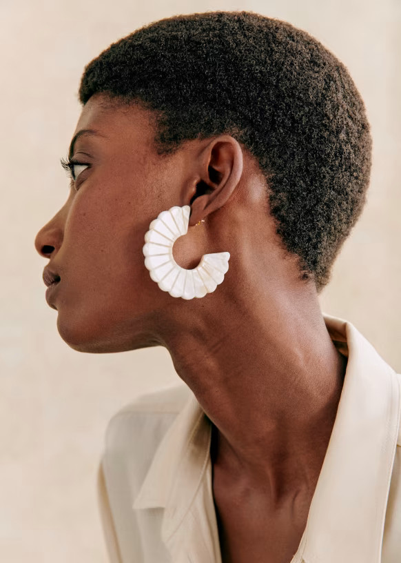Sandy Earrings - Ecru - Acetate - Sézane | Sezane Paris