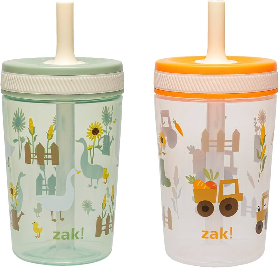 Zak Designs Kelso Toddler Cups For Travel or At Home, 15oz 2-Pack Durable Plastic Sippy Cups With... | Amazon (US)