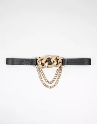 My Accessories London hip and waist blazer belt with gold link and chain detail in black | ASOS (Global)