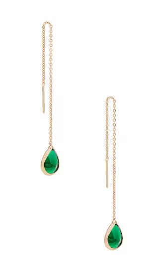 Barely There Chain Earrings in Green Crystal | Revolve Clothing (Global)