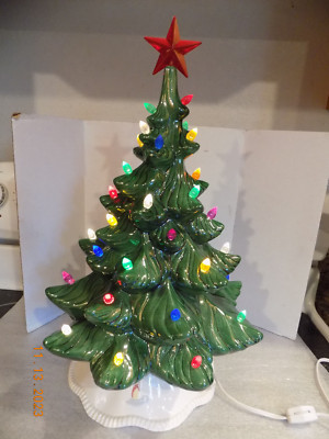 Vintage 1991 Ceramic 18" Lighted Christmas Tree with Base, Lights and Star  | eBay | eBay US