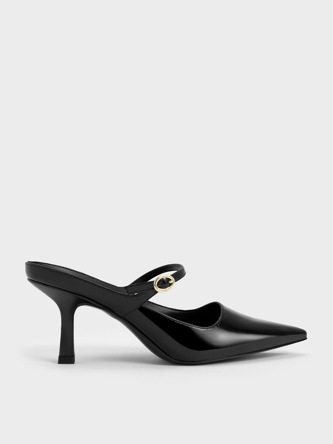 Patent Mary Jane Heeled Mules
 - Black Patent | Charles & Keith UK