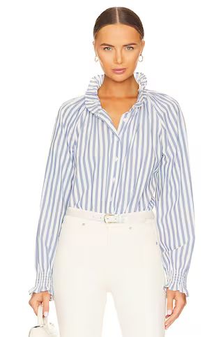 Veronica Beard Calisto Shirt in Washed Blue & White from Revolve.com | Revolve Clothing (Global)