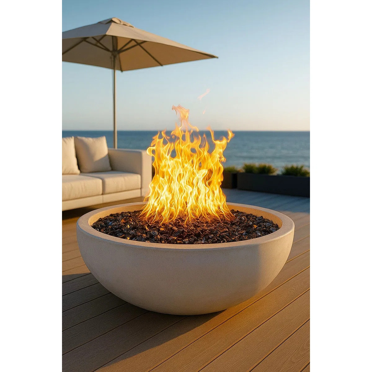 Azemina 48" Solid Concrete Gas Fire Pit | Wayfair North America