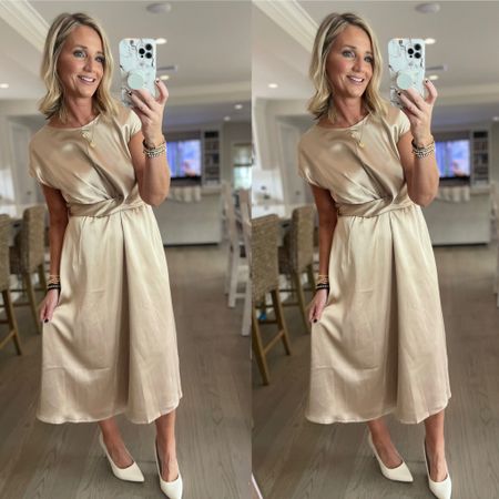 Loving this satin dress! Cocktail party or wedding guest appropriate! Fits true. 

Wedding Guest Dress
Cocktail Dress 

#LTKunder50 #LTKwedding #LTKsalealert
