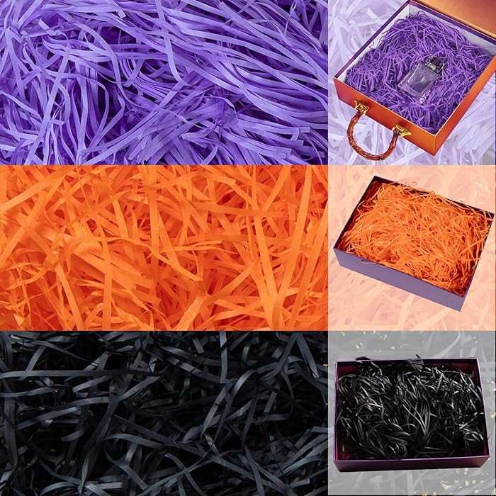 Gloreyan 3 Colors Halloween Shredded Paper Filler, Raffia Paper Grass Tissue Paper for Gift Wrapp... | Amazon (US)
