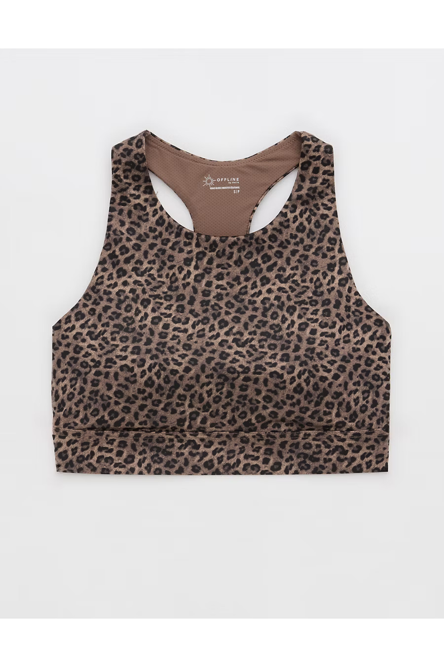 OFFLINE By Aerie Goals Gloss High Neck Sports Bra Women's Stone Harbor XXS | Aerie