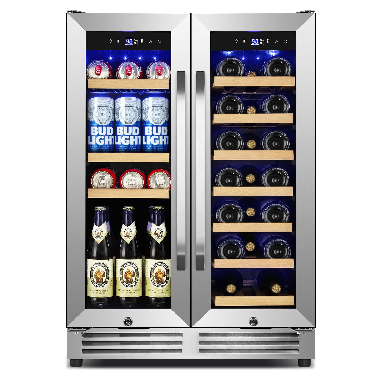 24 Inch Upgraded Wine and Beverage Refrigerator– Dual Zone Beverage Cooler with Glass Door | Un... | Amazon (US)