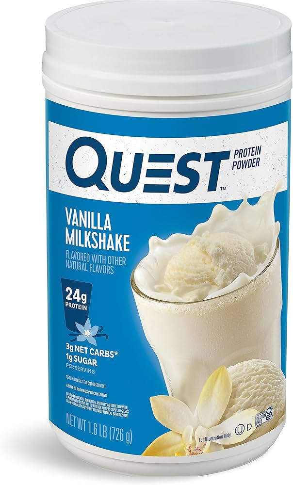 Quest Nutrition Vanilla Milkshake Protein Powder, 24g of Protein, 1g of Sugar, Low Carb, Gluten F... | Amazon (US)