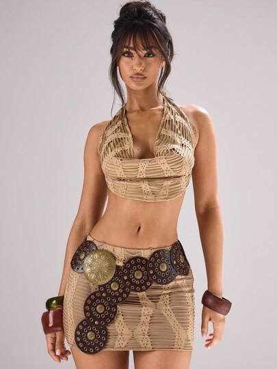 MUSERA PU Studded Circle Buckle Belt Western Festival | SHEIN