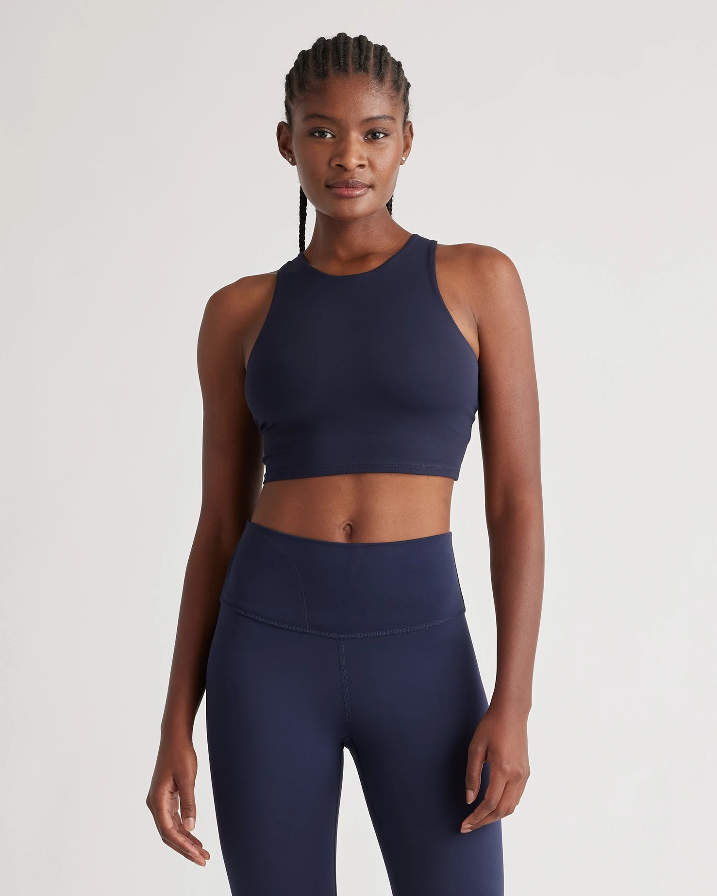 Ultra-Form High-Neck Cropped Tank in Deep Navy | Quince