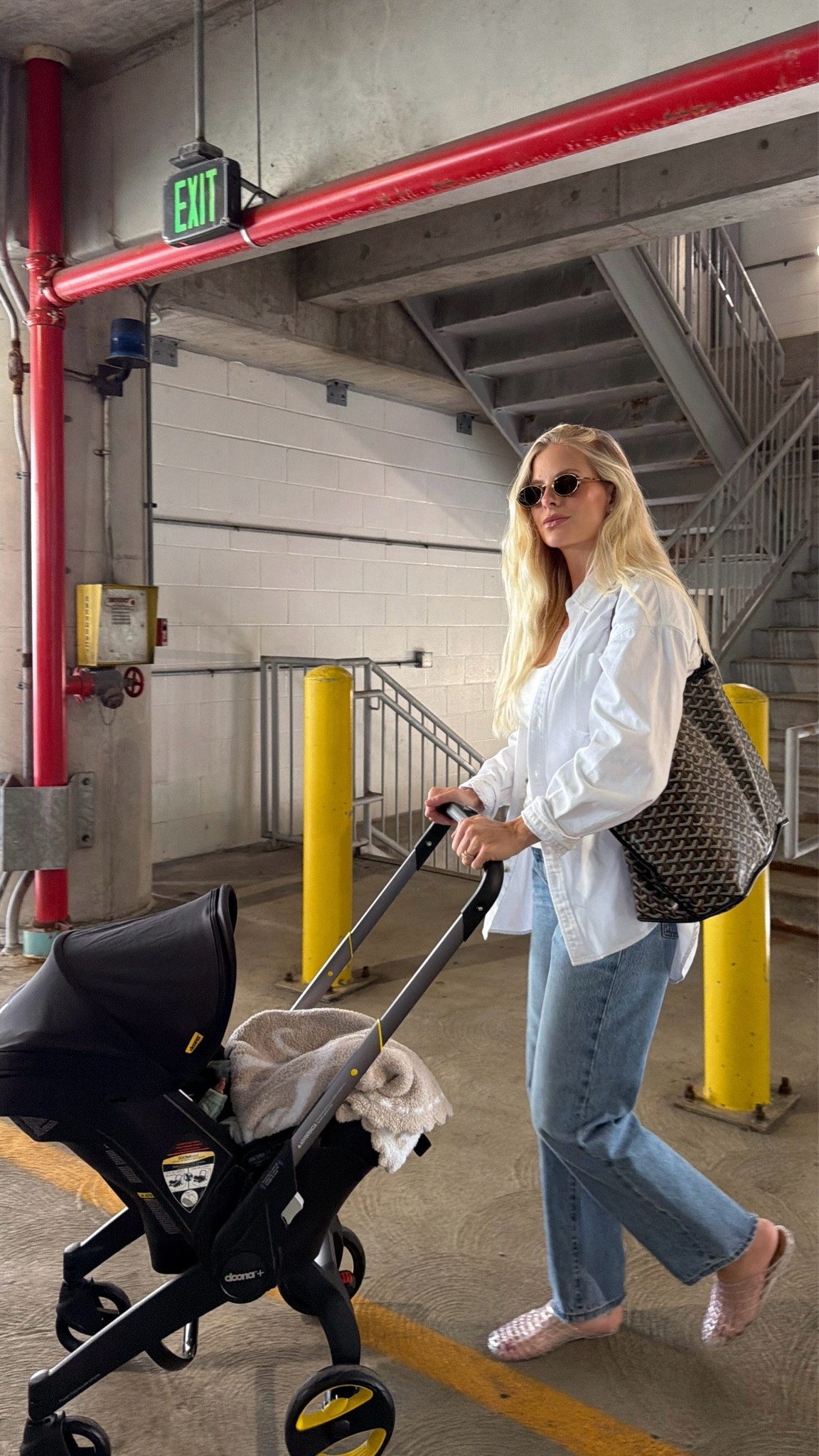 SIZE: med in tank, med in shirt, 28 in jeans - sized up for preg & pp, true size in shoes #kathleenpost Postpartum outfit, newborn phase, newborn baby, stroller

#LTKootd #LTKmomlife
