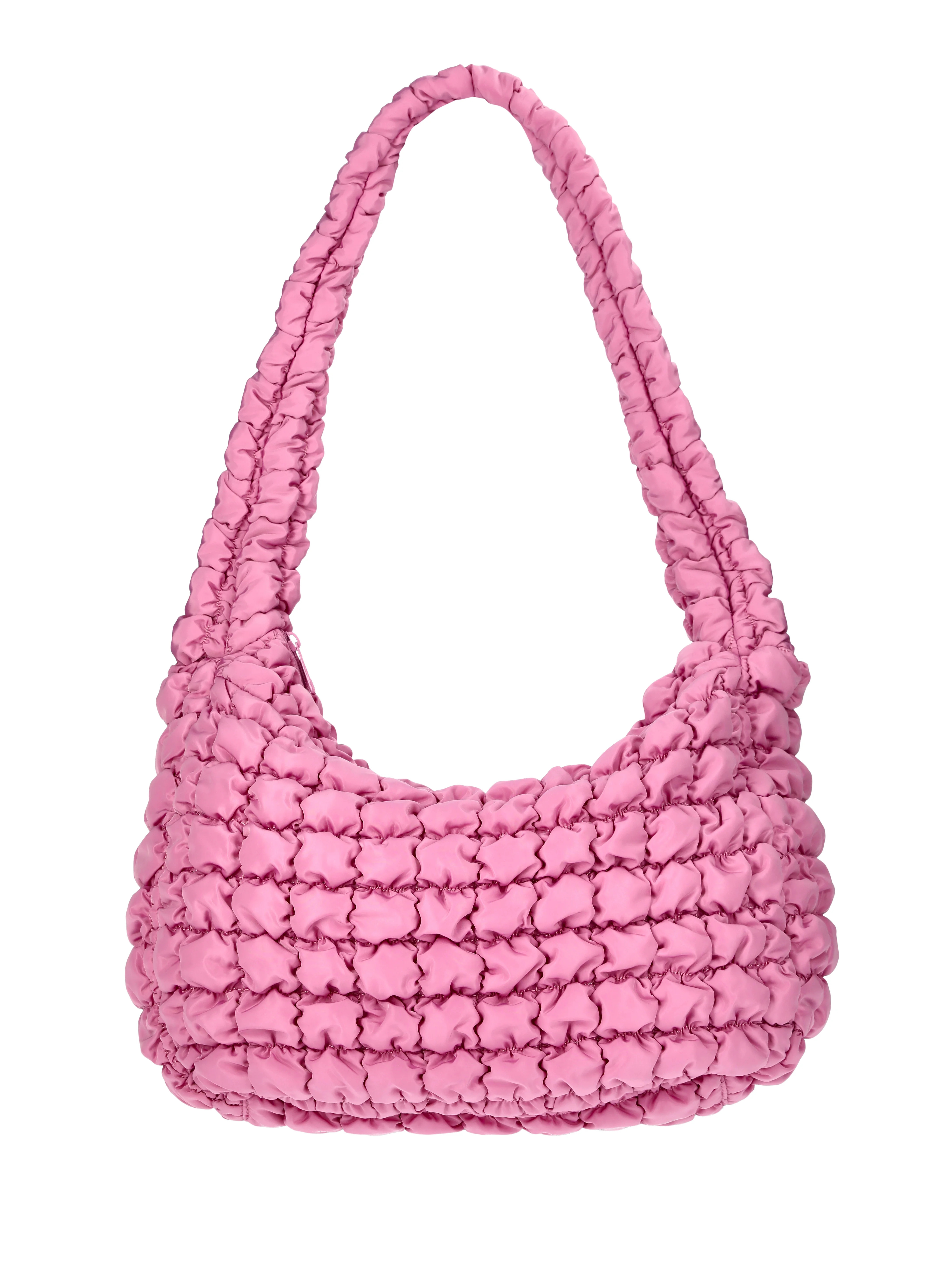 No Boundaries Women's Quilted Puffer Oversized Shoulder Bag, Rosy Lilac | Walmart (US)