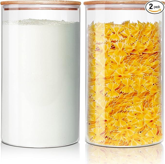 HomArtist Large Glass Flour and Sugar Containers 180oz x2 [Set of 2], Glass Food Storage Containe... | Amazon (US)