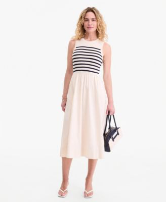 Women's Mixed-Media Sweater Midi Dress | Macy's