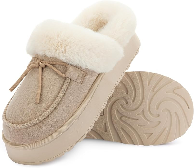 RockDove Women's Microsuede Moc Toe Platform Memory Foam Slipper with Indoor/Oudoor sole | Amazon (US)