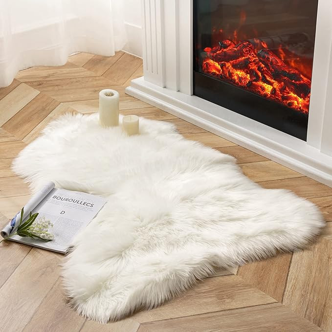 Ashler Faux Fur Rug, White Area Rugs, Fluffy Sheepskin Fur Rug, Fuzzy Ultra Soft 2.3 x 3.3 Ft Rug... | Amazon (US)