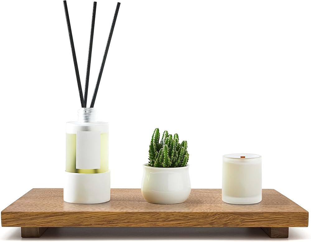 Large 16" Acacia Wood Riser Pedestal Stand – Farmhouse Wood Display Riser for Kitchen and Bathr... | Amazon (US)