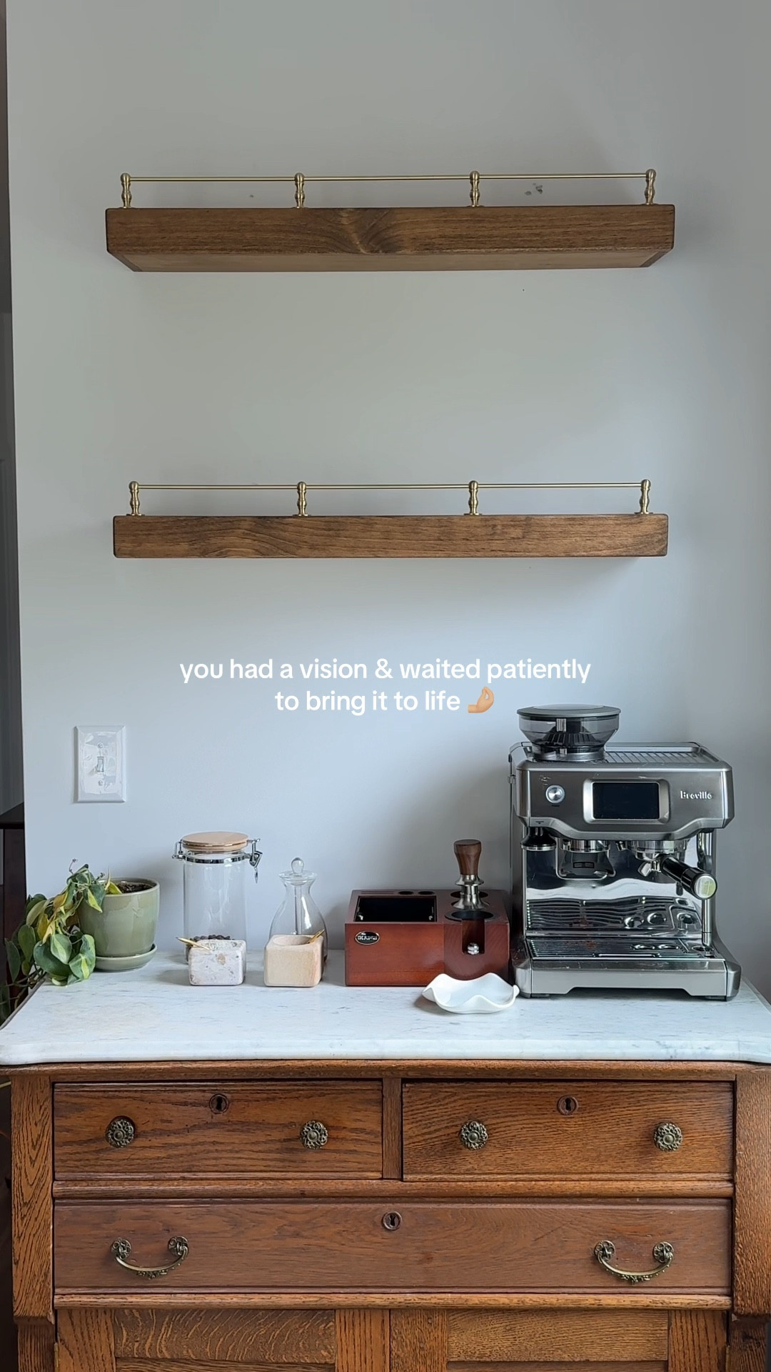 4/30/25 custom shelving 🫶🏼 custom kitchen shelves, Etsy floating shelves, wood coffee bar shelves, kitchen shelf styling, coffee corner organization, coffee bar setup, cozy kitchen decor, home coffee station, kitchen styling ideas, warm neutral kitchen, small kitchen shelf ideas, floating shelves for mugs, modern vintage kitchen, home decor finds from Etsy, cozy home details, house to home updates, open shelving inspo, functional and aesthetic shelves, slow living kitchen style

