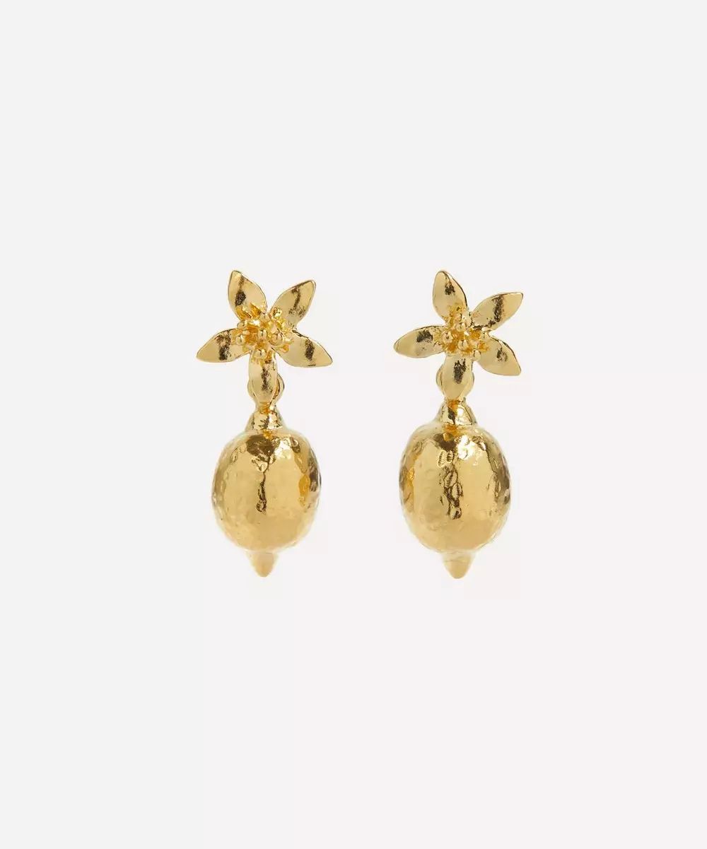 22ct Gold-Plated Lemon Blossom with Lemon Drops Stud Earrings | Liberty London (UK)