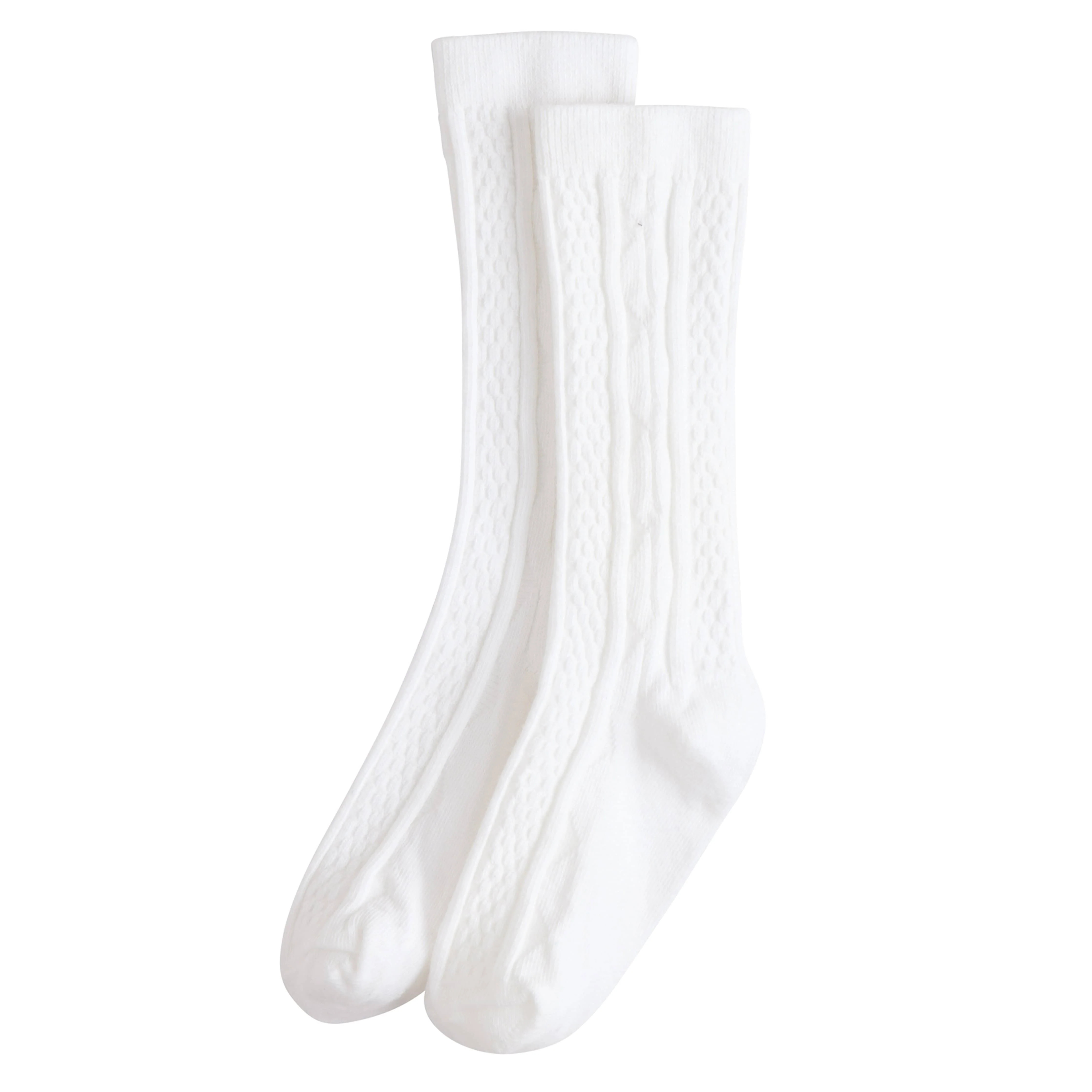 Toddler & Kids Cable Knit White Knee High Socks | Little English
