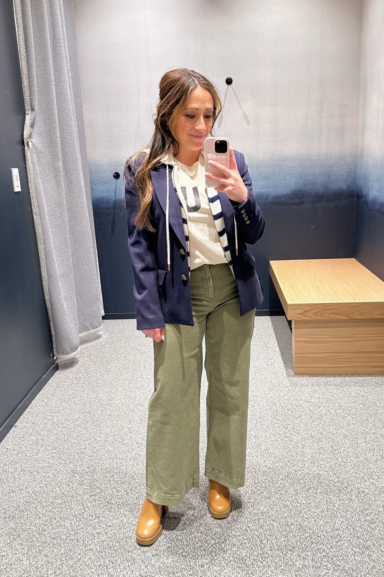 Blazer has a zipper-removable sweater liner. Wearing size S
Wide leg pants size 27
T shirt size up 1 size, wearing M

#LTKGiftGuide #LTKstyletip