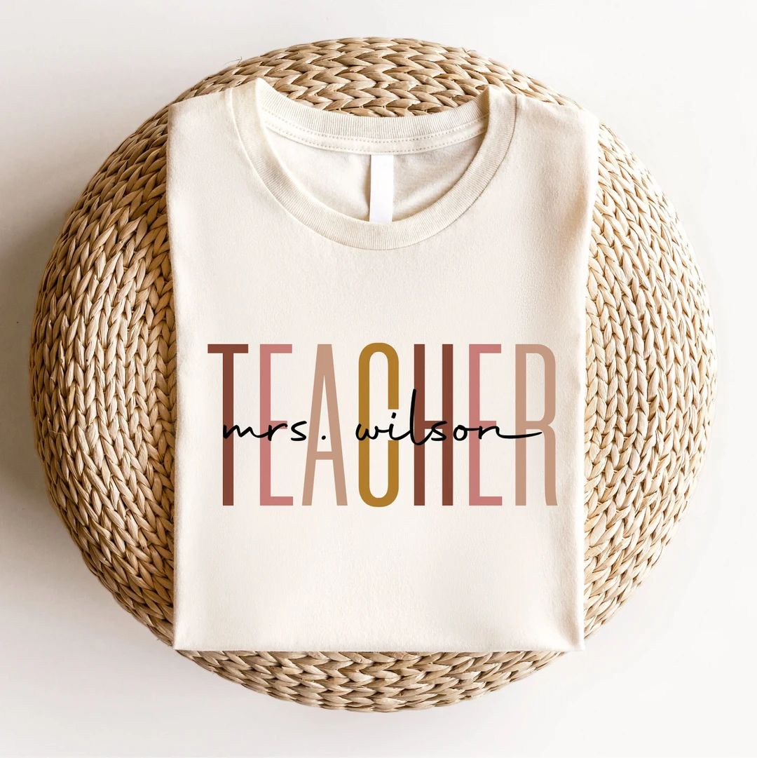 Custom Teacher Last Name Shirt, Teacher Mrs Shirt, Cute Teacher Shirt, Teacher Appreciation Shirt... | Etsy (US)