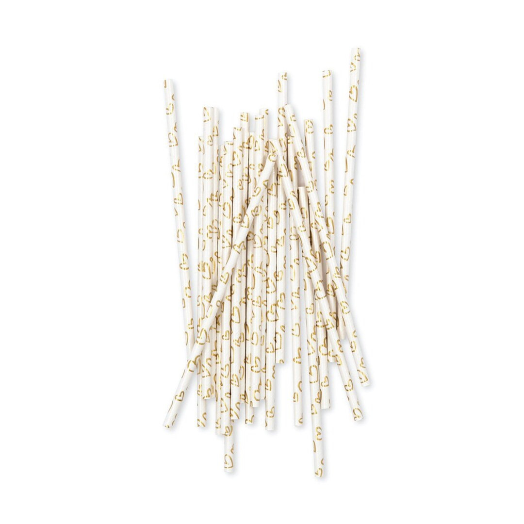Gold Foil Heart Paper Straws 25ct  Valentine's Party  - Etsy | Etsy (US)