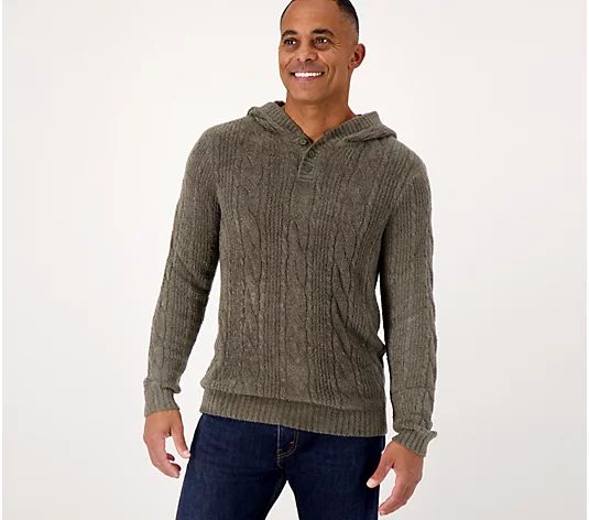 Barefoot Dreams Men's CozyChic Lite Cable Hoodie - QVC.com | QVC