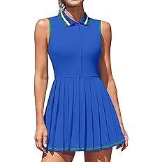 ATTRACO Women Tennis Dresses Ribbed Polo Golf Dress Half Zip Pleated Workout Dress with Built in ... | Amazon (US)