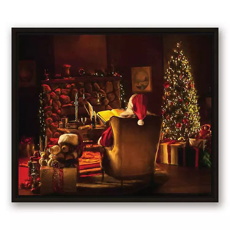 Framed Santa Sitting Christmas Canvas Art Print | Kirklands