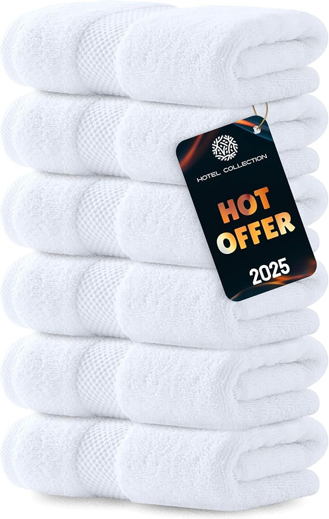 Luxury White Hand Towels - Soft 100% Turkish Cotton | Highly Absorbent Hotel spa Bathroom Towel C... | Amazon (US)