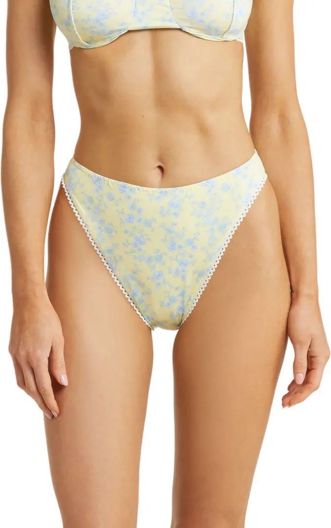 Larsen Floral Lace Trim Bikini Bottoms | Nordstrom