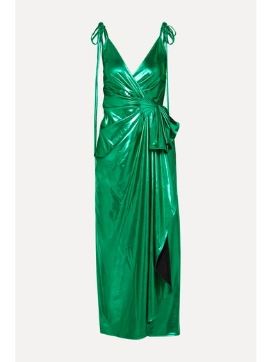 Gathered Lurex wrap dress | NET-A-PORTER (US)