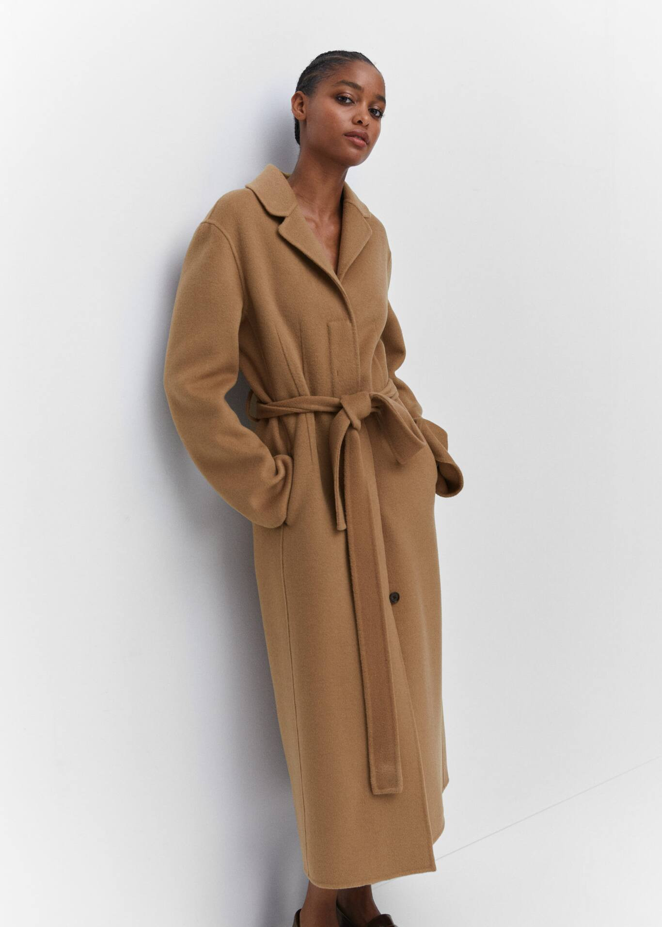 Wool coat with handmade belt -  Women | Mango United Kingdom | MANGO (UK)