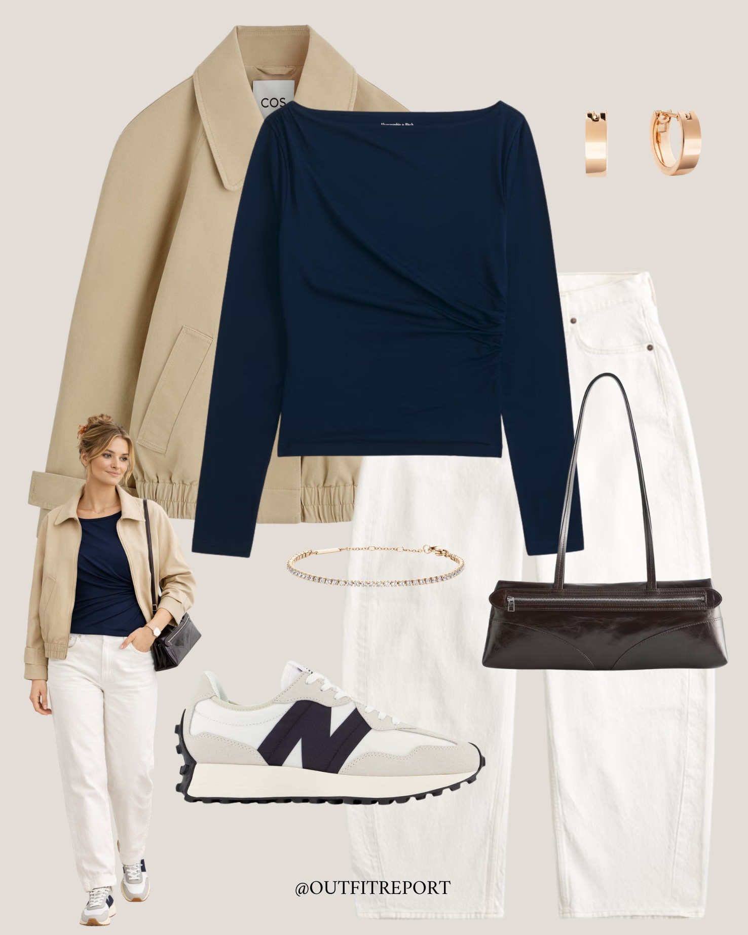 Spring summer outfit navy blue sweater white denim jeans cropped trench coat new balance trainers 

#LTKstyletip #LTKspring #LTKeurope