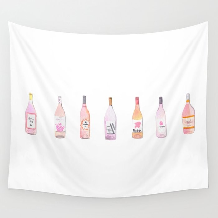 Watercolor Rosé Wine Bottles Wall Tapestry | Society6