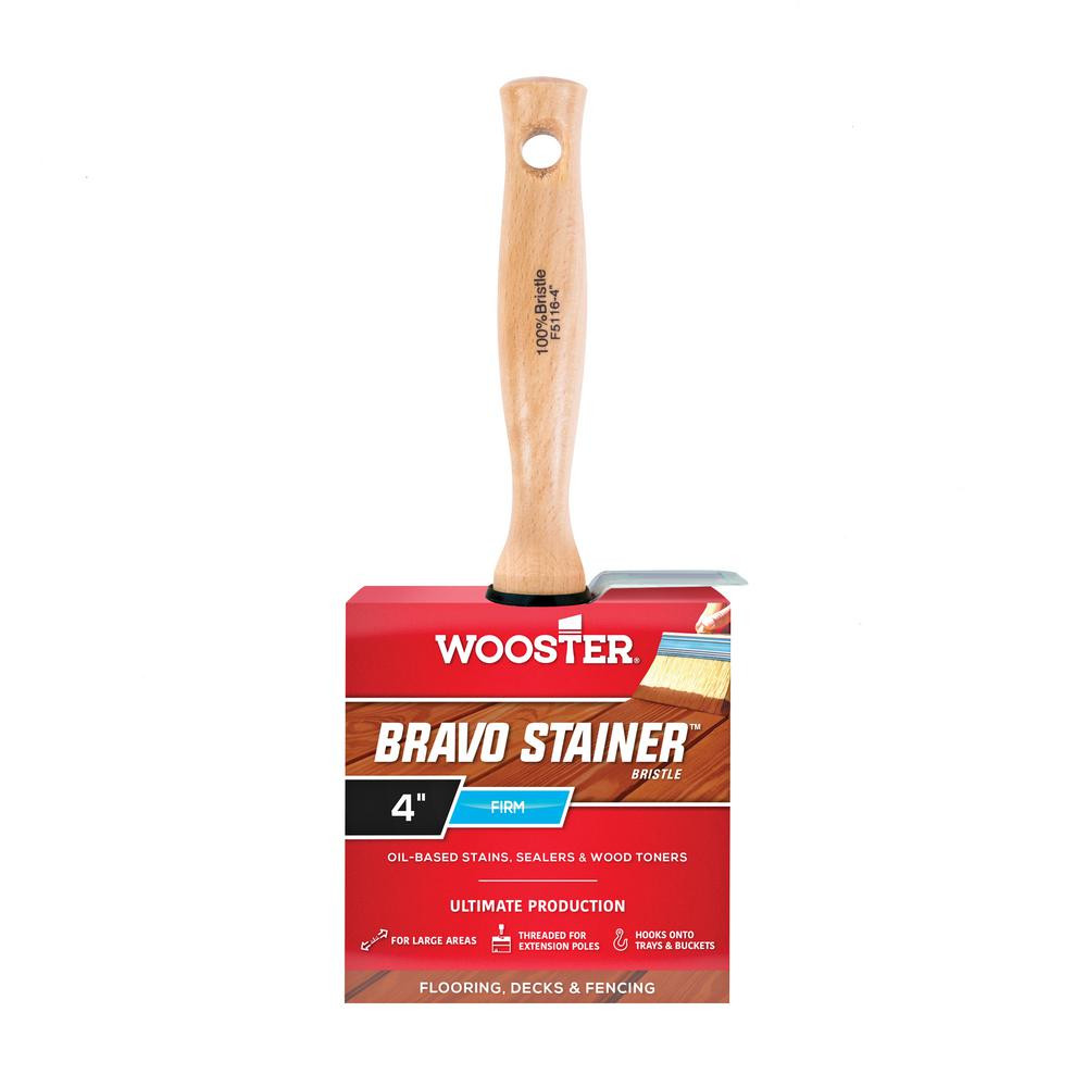Wooster 4 in. Bravo Stainer Bristle Brush | The Home Depot