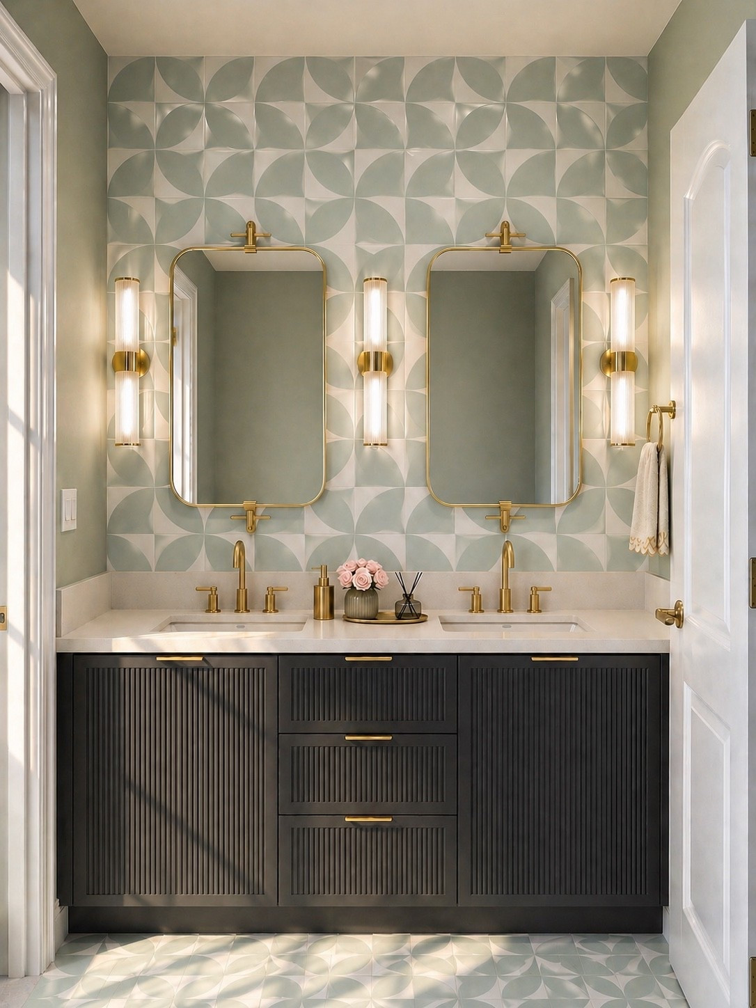 Last day of Way Day to shop bath vanity favorites. I love how a well-designed vanity can do both—bring beautiful style and hardworking storage. This one has generous drawers, a tailored reeded front, and a thick countertop that gives the whole space a custom feel. The geometric tile adds a soft graphic layer, the mirrors bring elegance, and the sconces are such an easy way to elevate everyday lighting. A chic bath vanity can truly transform a small space.

Shop our handpicked Way Day bath vanity picks before the sale ends.

#WayDay #BathVanity #BathroomDesign #BathroomLighting #GeometricTile #MirrorDesign #WallSconce #BrassFaucet #StorageSolutions #ReededVanity #PowderRoomStyle #HomeRefresh #WayfairFinds #WeekendRefresh

#LTKSaleAlert #LTKMothersDay #LTKHome