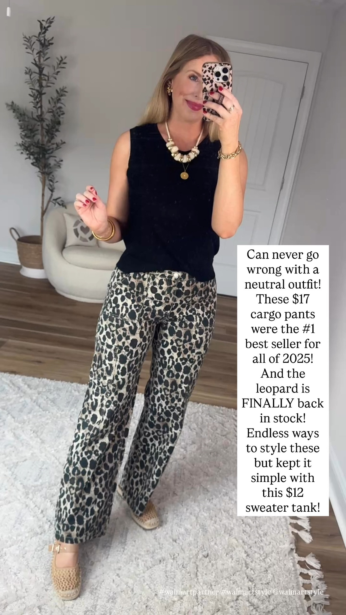 Walmart try on, time and tru, black sweater tank, no boundaries, leopard pants, cargo pants 

#walmartpartner #walmartstyle @walmartstyle 

#LTKgrwm #LTKootd