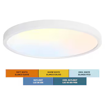 Project Source Adjustable Color Temperature 15-in White LED Flush Mount Light ENERGY STAR | Lowe's