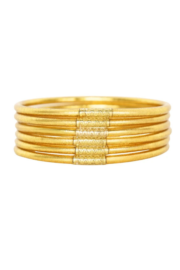 BudhaGirl Aura Gold Lumine All Weather Bangle Bracelet (Set of 6) Gold / Large | The Willow Tree