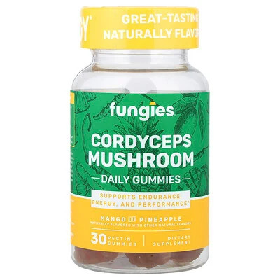 Fungies, Cordyceps Mushroom Daily Gummies, Mango and Pineapple, 30 Pectin Gummies (50 mg per Gummy) | iHerb