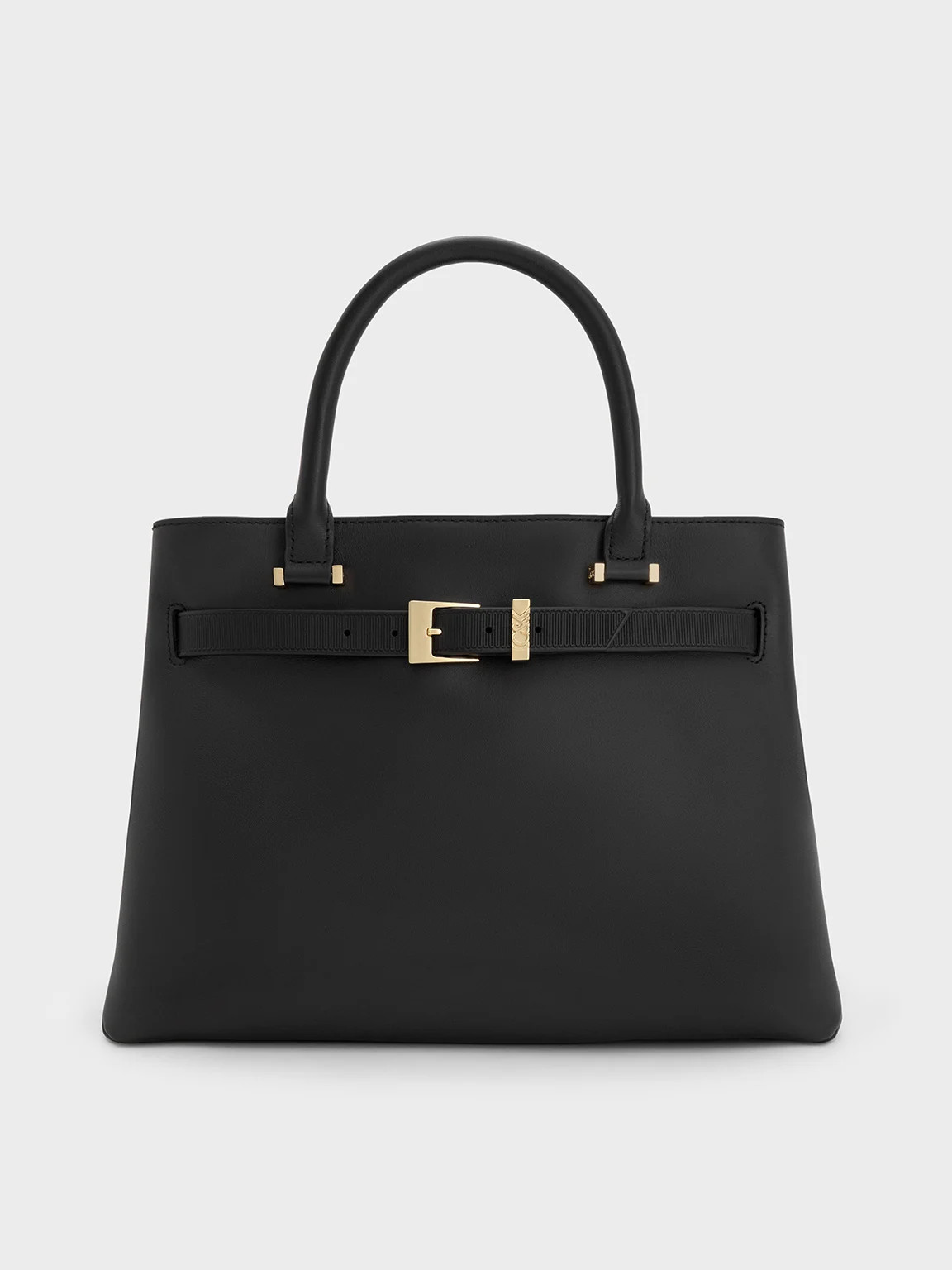 Black Voyager Leather Belted Tote Bag | CHARLES & KEITH | Charles & Keith US