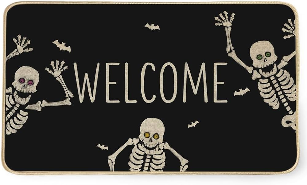 Welcome Halloween Door Mat 17x29 Inch Skull Decorative Doormat Non-Slip and Washable Rugs for Ind... | Amazon (US)