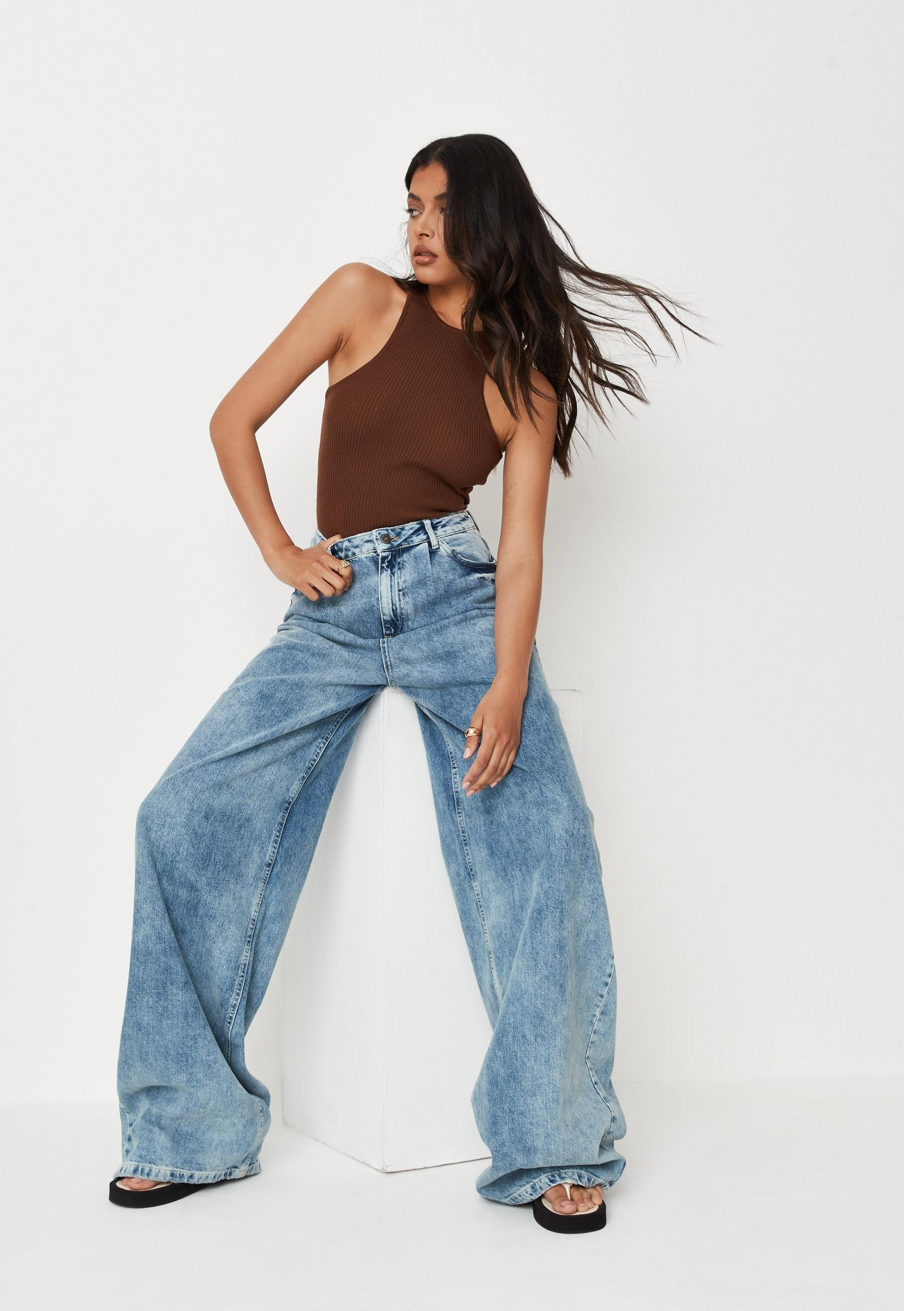 Missguided - Tall Blue Super Wide Leg Boyfriend Jeans | Missguided (US & CA)
