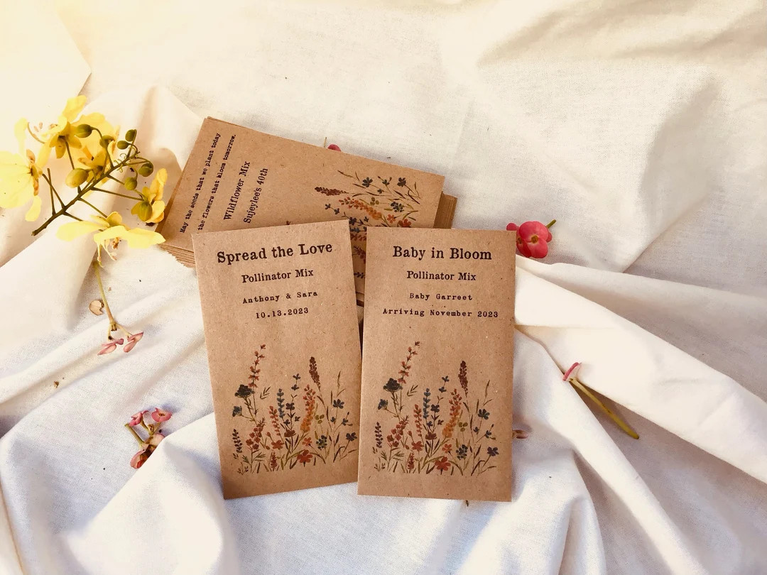 Vintage Wildflower Seeds Packets - Wedding Favor - Wildflower Funeral Seed Favor Pollinator Mix -... | Etsy (US)