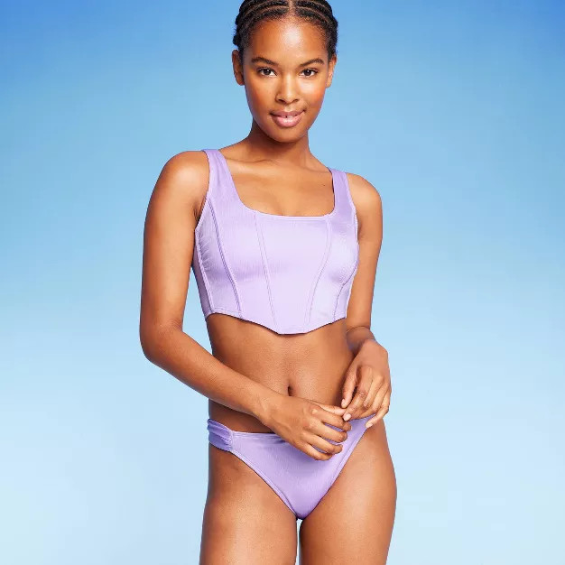 Women's Longline Corset Top Bikini Top - Wild Fable™ Purple | Target