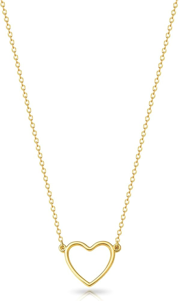 Zeffy Cute Heart Necklace 18k Gold/Silver Plated Tiny Heart Pendant Choker Necklaces Gold Love He... | Amazon (US)